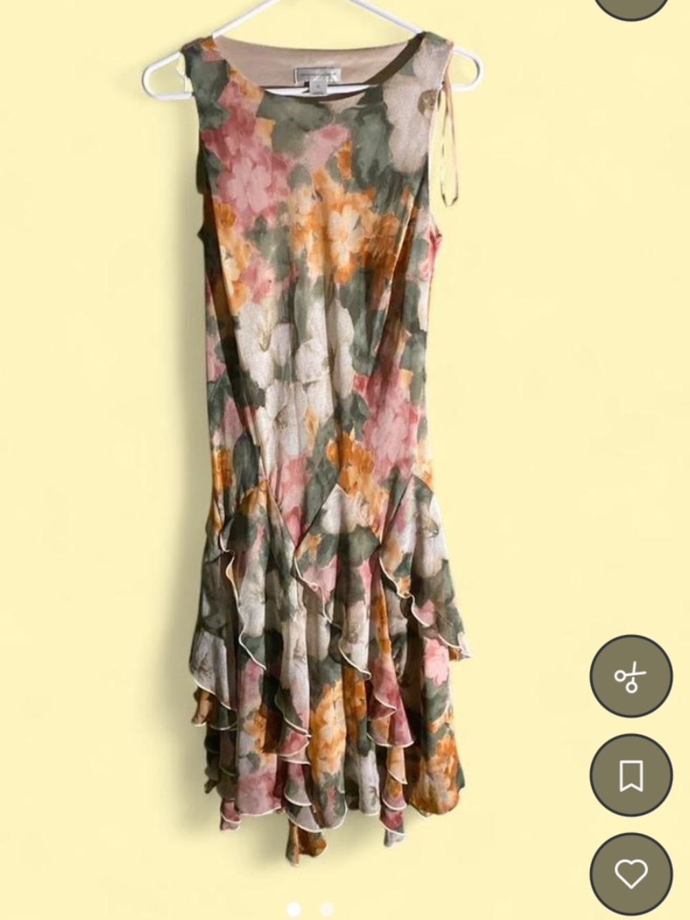 Christopher & Banks Floral Midi Dress in Pink, Green, Orange, Cream